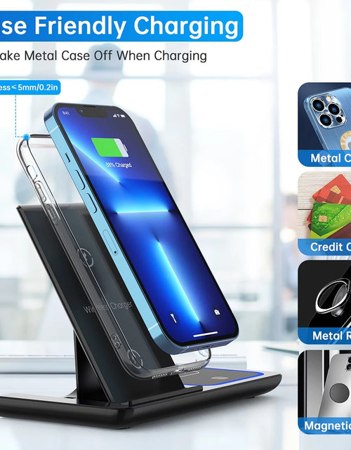 Load image into Gallery viewer, 3 in 1 Wireless Charger, 18W Fast Charging Station for Iphone 15/14/13/12 /11/Pro Max/12 Pro /Xr,Wireless Charging Stand for Iwatch Series SE 9/8/7/6/5/4/3, Airpods Pro/3/2 (With QC3.0 Adapter)
