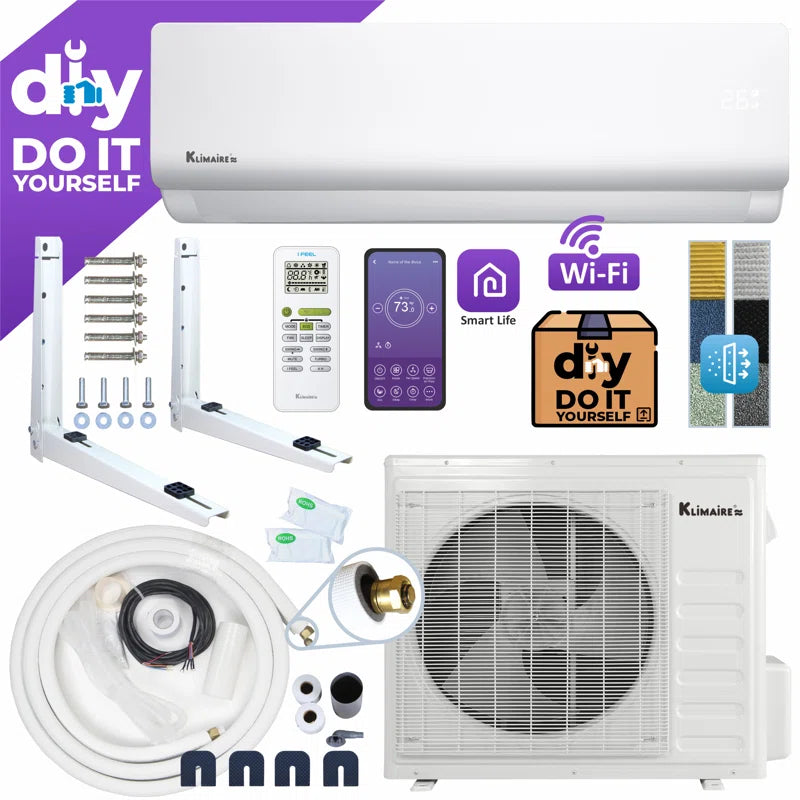 12000 BTU Wi-Fi Connected Ductless Mini Split Air Conditioner for 550 Square Feet with Heater and Remote Included