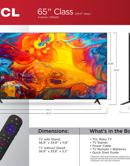 Load image into Gallery viewer, 65&quot; Class 4-Series 4K UHD HDR Smart Roku TV - 65S451
