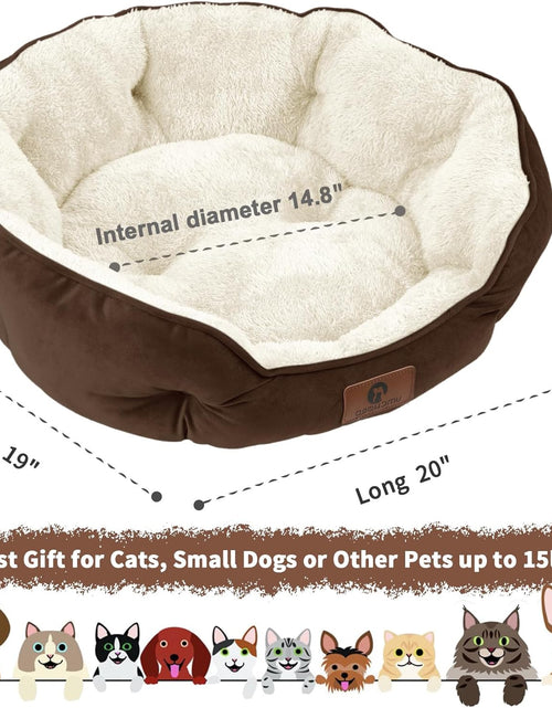 Load image into Gallery viewer, Small Dog Bed for Small Dogs, Cat Beds for Indoor Cats, Pet Bed for Puppy and Kitty, Extra Soft &amp; Machine Washable with Anti-Slip &amp; Water-Resistant Oxford Bottom, Brown, 20 Inches
