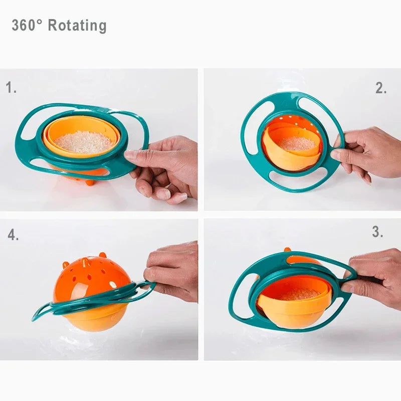 Universal Gyro Bowl Children Rotary Balance Novelty 360° Rotate Spill Proof Feeding Dishes Baby Training Rotary Balance Toy New