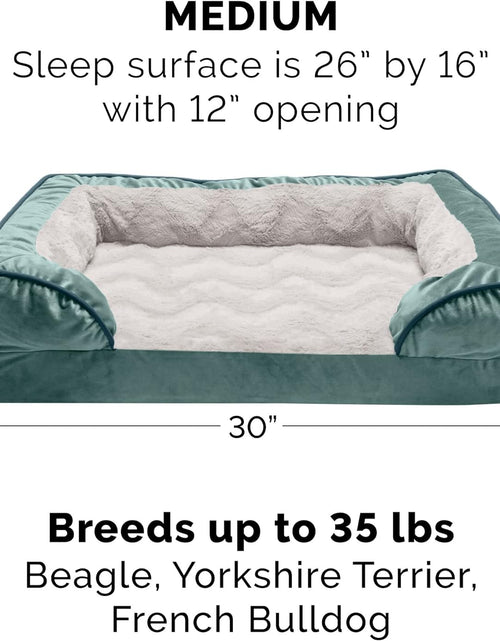 Load image into Gallery viewer, Memory Foam Dog Bed for Medium/Small Dogs W/ Removable Bolsters &amp; Washable Cover, for Dogs up to 35 Lbs - Plush &amp; Velvet Waves Perfect Comfort Sofa - Celadon Green, Medium
